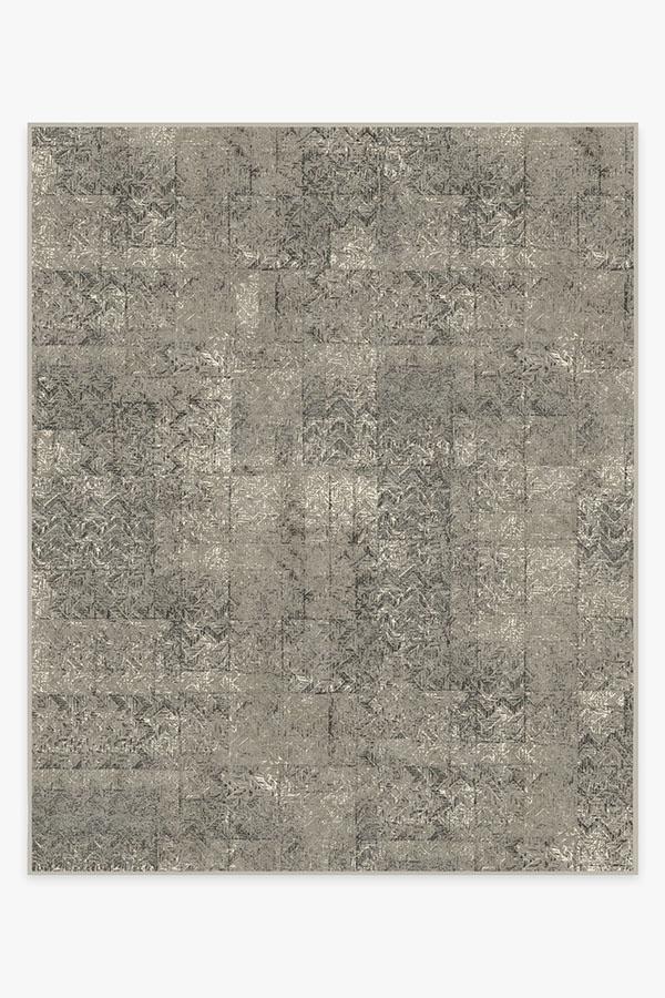 Herringbone Batik Ash Grey Rug 8'x10' | Stain-Resistant