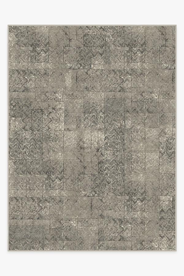 Herringbone Batik Ash Grey Rug 9'x12' | Stain-Resistant