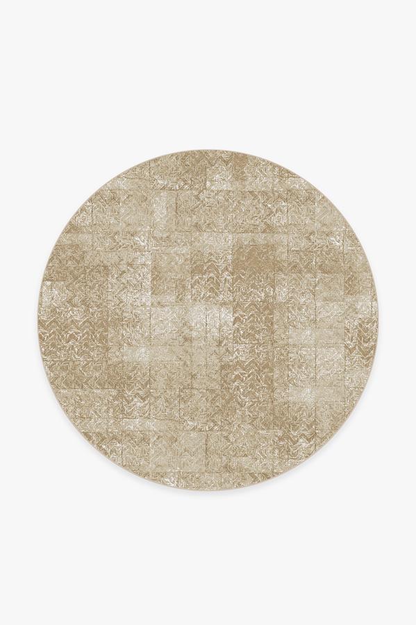 Herringbone Batik Natural Rug 6' Round | Stain-Resistant