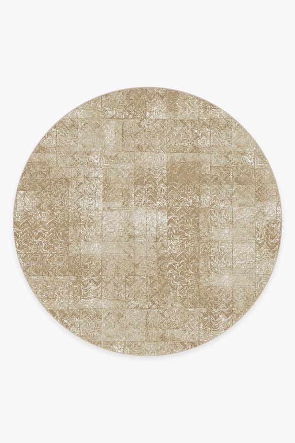 Herringbone Batik Natural Rug 8' Round | Stain-Resistant