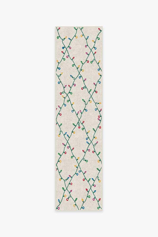 Holiday Lights Creme Rug 2.5'x10' | Stain-Resistant