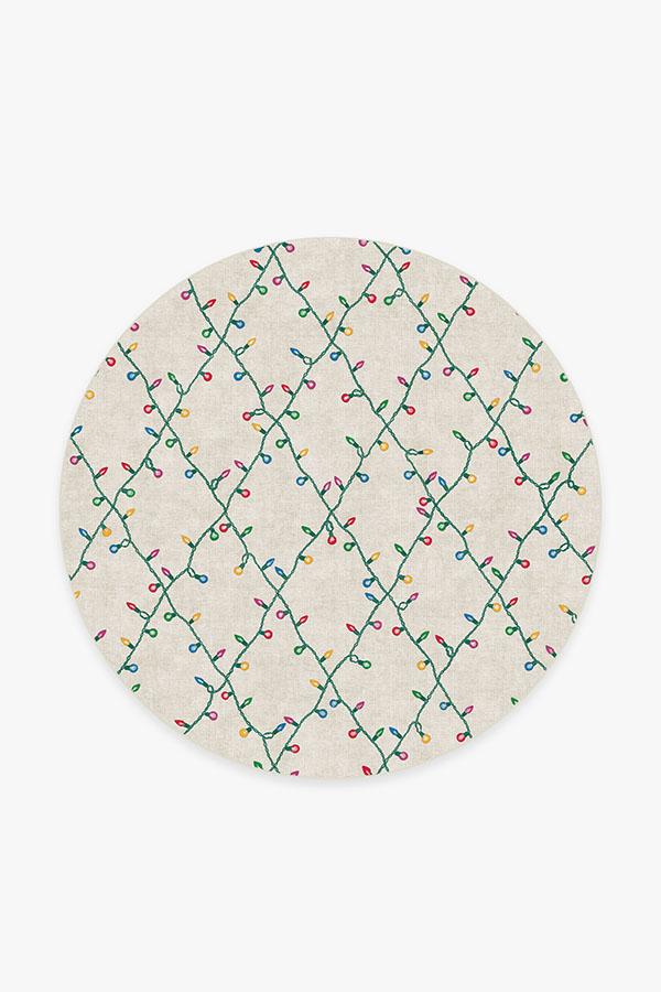 Holiday Lights Creme Rug 6' Round | Stain-Resistant