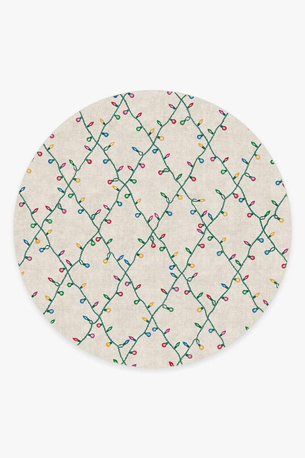 Holiday Lights Creme Rug 8' Round | Stain-Resistant