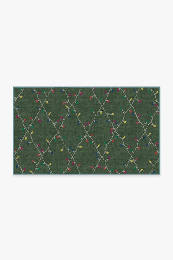 Holiday Lights Green Rug 3'x5' | Stain-Resistant