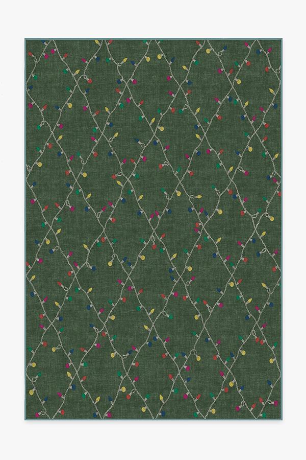 Holiday Lights Green Rug 6'x9' | Stain-Resistant