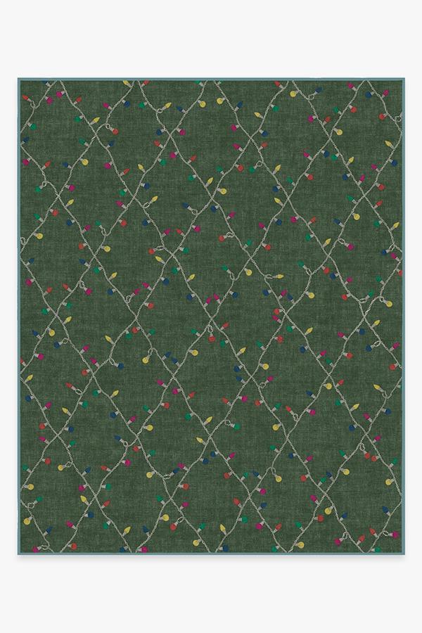 Holiday Lights Green Rug 8'x10' | Stain-Resistant