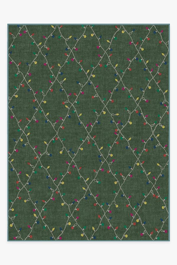 Holiday Lights Green Rug 9'x12' | Stain-Resistant