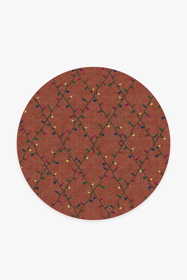 Holiday Lights Red Rug 6' Round | Stain-Resistant