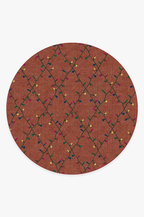 Holiday Lights Red Rug 8' Round | Stain-Resistant