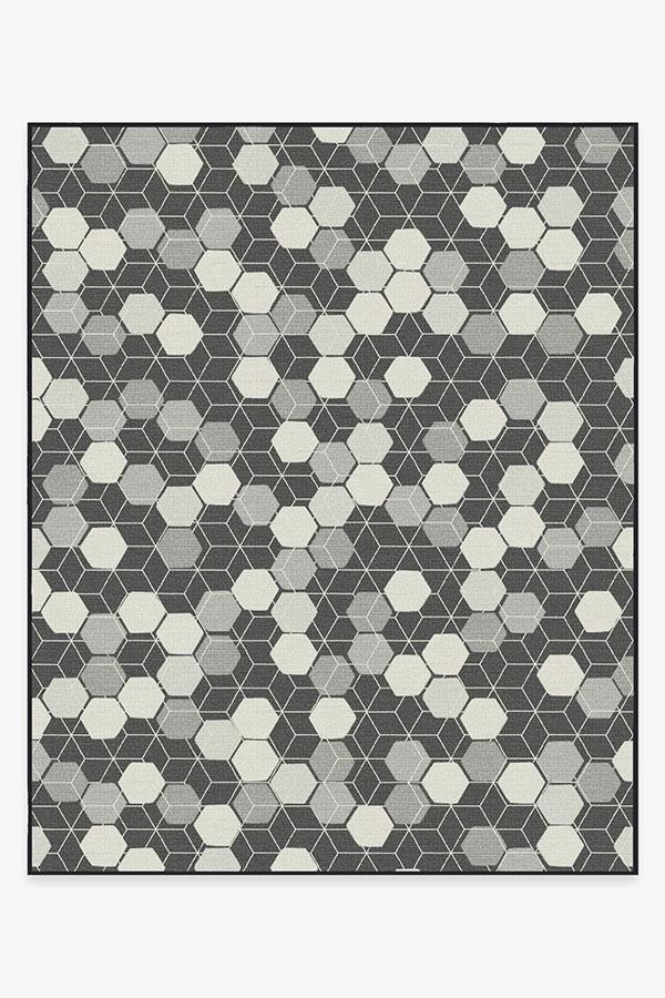 Outdoor Honeycomb Black Rug 8'x10' | Stain-Resistant