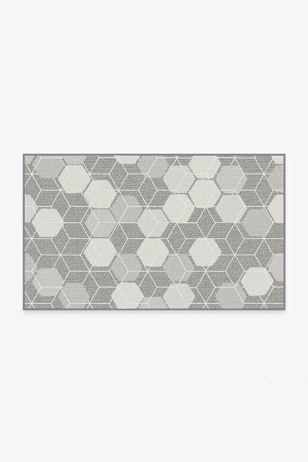 Outdoor Honeycomb Grey Rug 3'x5' | Stain-Resistant