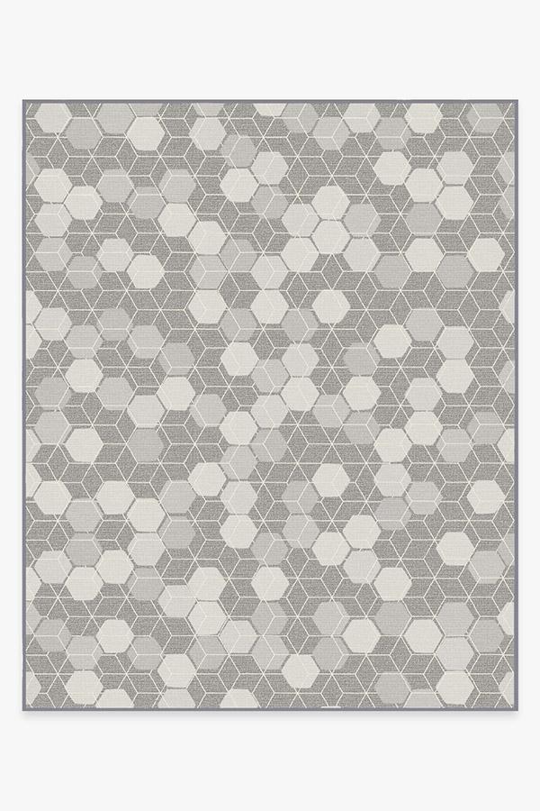 Outdoor Honeycomb Grey Rug 8'x10' | Stain-Resistant