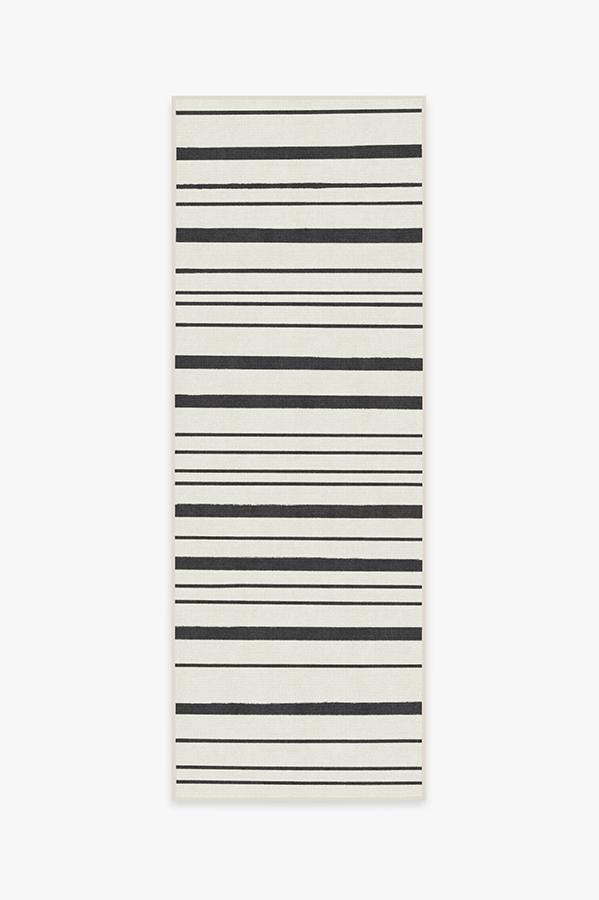 Hudson Stripe Black Rug 2.5'x7' | Stain-Resistant