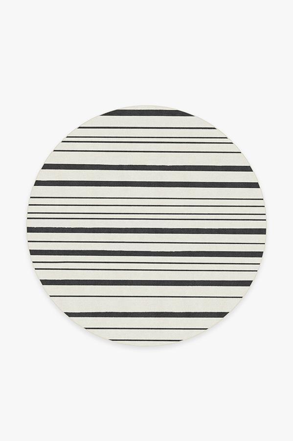Hudson Stripe Black Rug 6' Round | Stain-Resistant