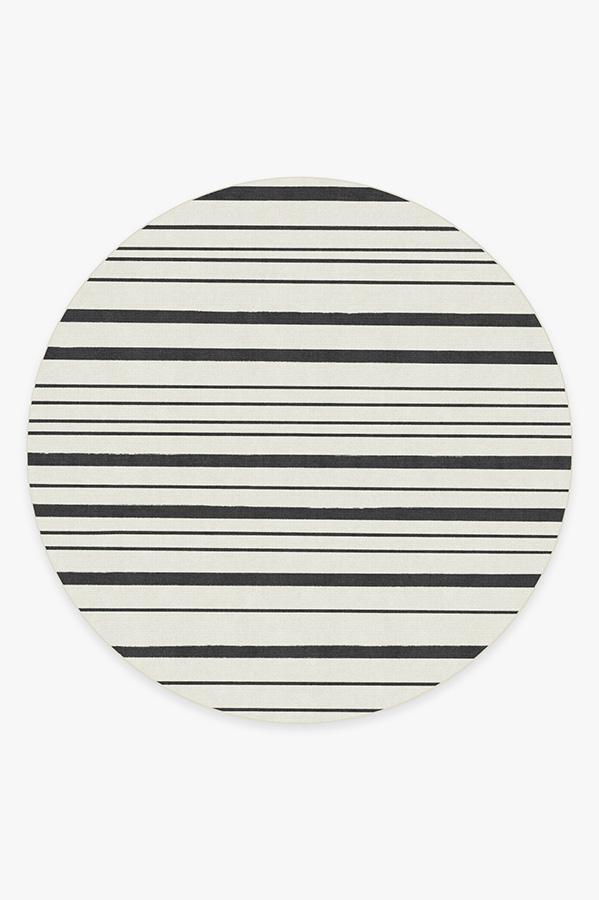 Hudson Stripe Black Rug 8' Round | Stain-Resistant