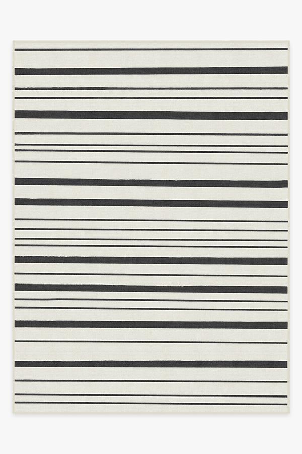 Hudson Stripe Black Rug 9'x12' | Stain-Resistant