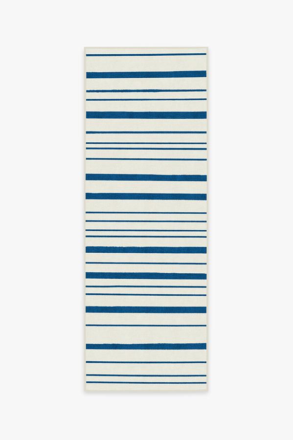 Hudson Stripe Indigo Rug 2.5'x7' | Stain-Resistant