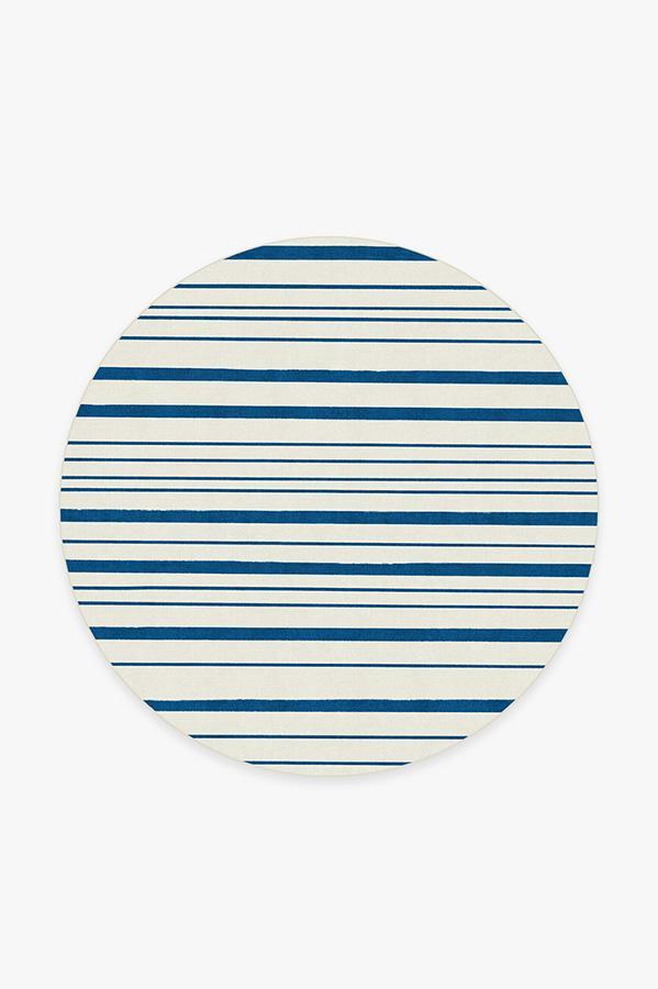 Hudson Stripe Indigo Rug 6' Round | Stain-Resistant