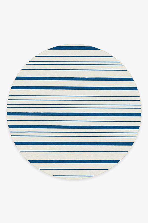 Hudson Stripe Indigo Rug 8' Round | Stain-Resistant