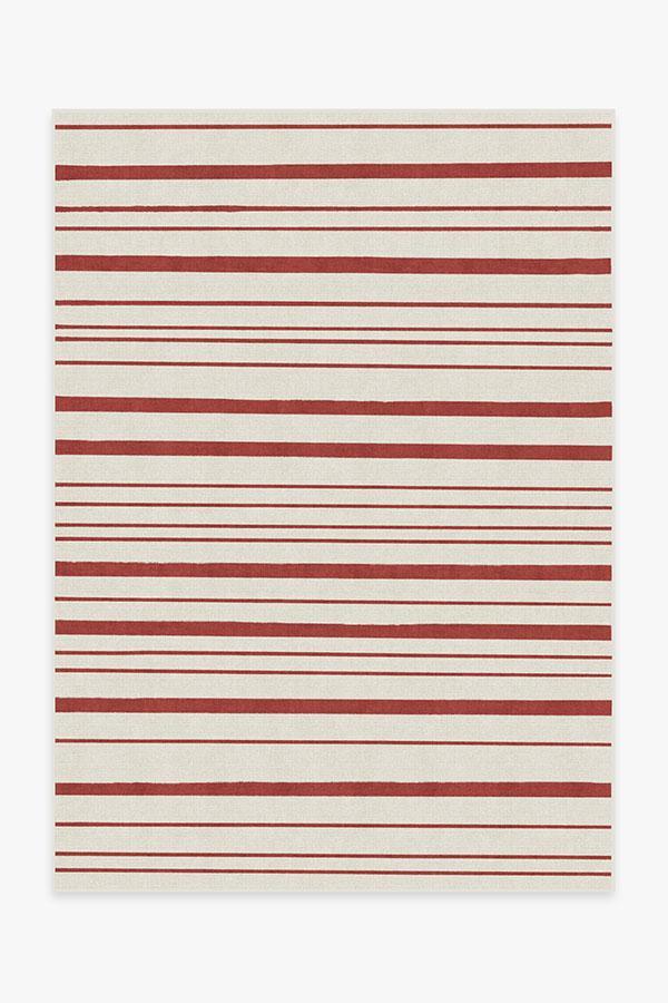 Hudson Stripe Red Rug 5'x7' | Stain-Resistant