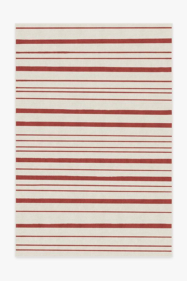 Hudson Stripe Red Rug 6'x9' | Stain-Resistant
