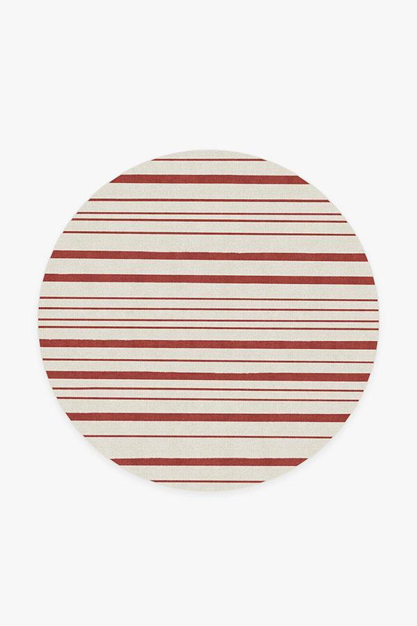 Hudson Stripe Red Rug 6' Round | Stain-Resistant