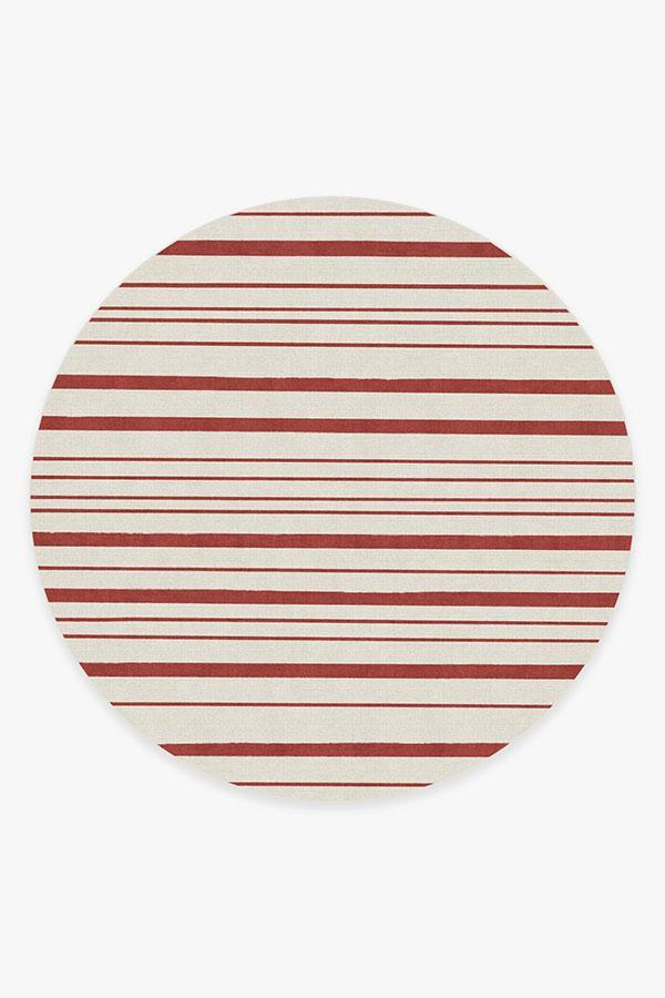 Hudson Stripe Red Rug 8' Round | Stain-Resistant