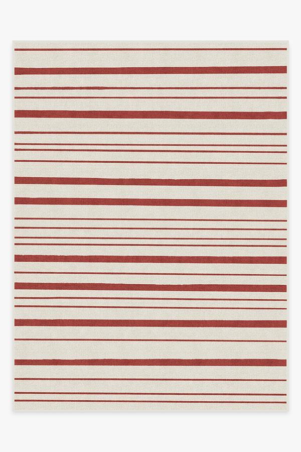 Hudson Stripe Red Rug 9'x12' | Stain-Resistant