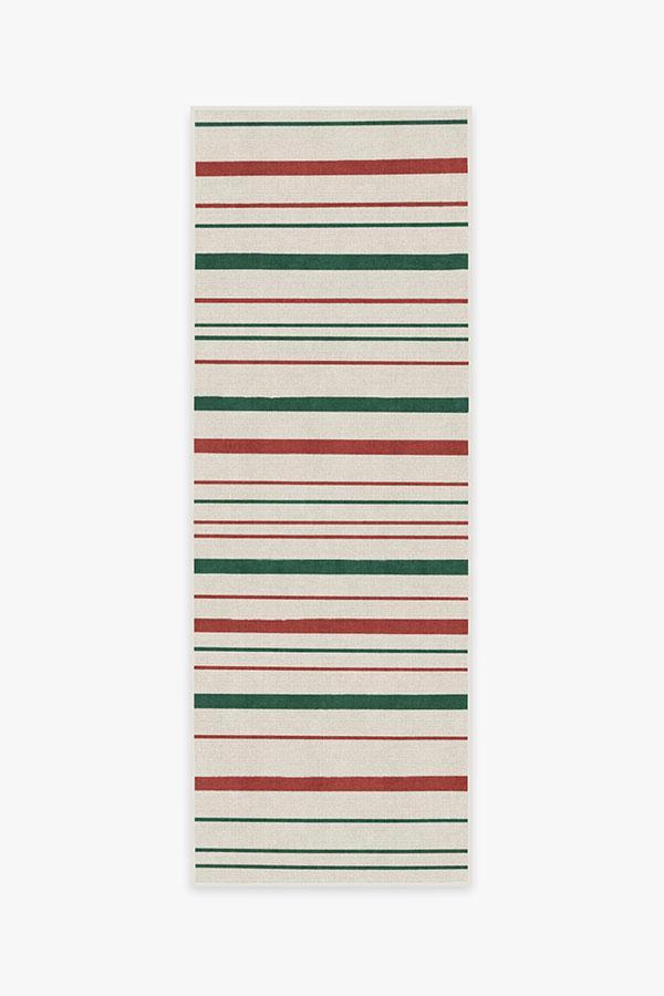 Hudson Stripe Red & Green Rug 2.5'x10' | Stain-Resistant