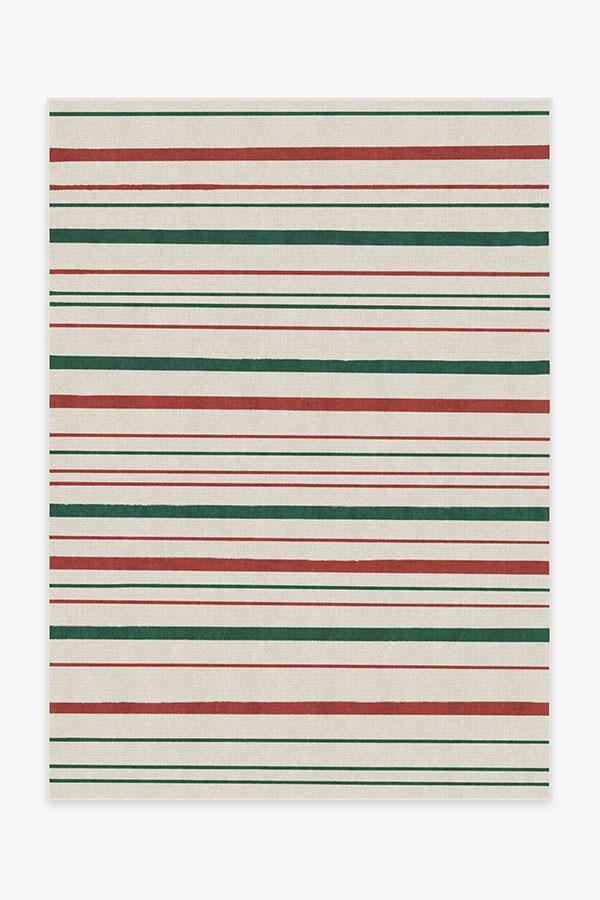 Hudson Stripe Red & Green Rug 5'x7' | Stain-Resistant