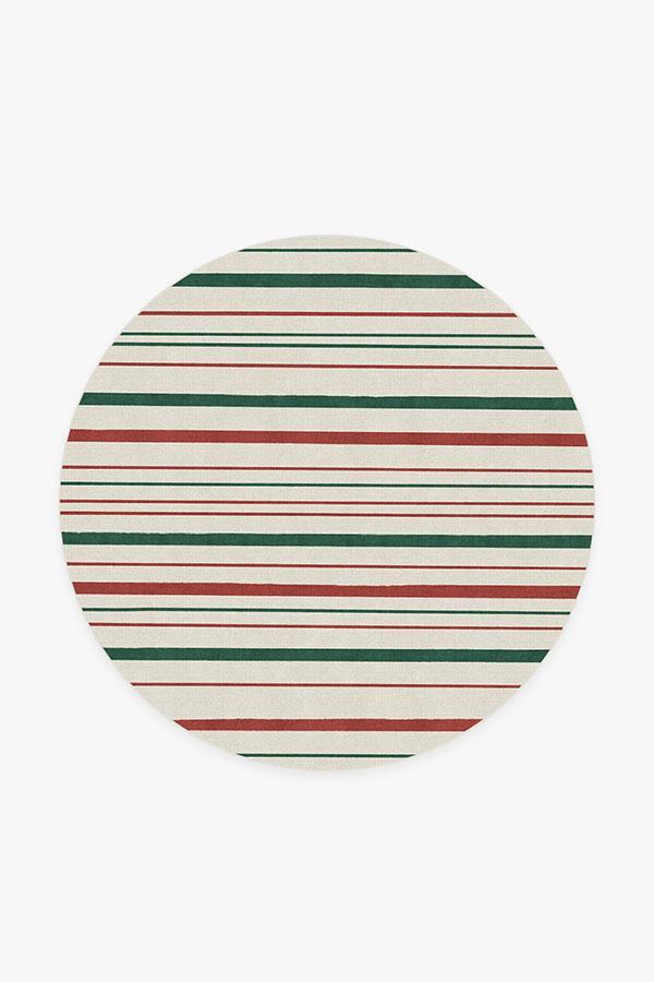 Hudson Stripe Red & Green Rug 6' Round | Stain-Resistant