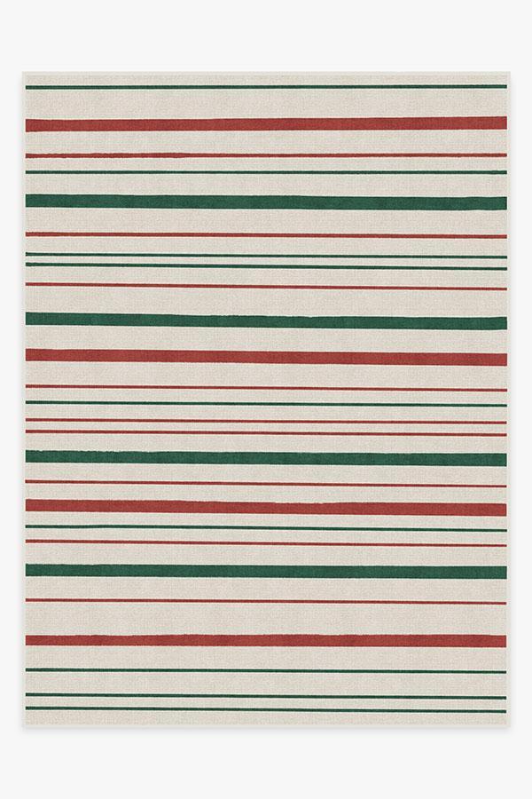 Hudson Stripe Red & Green Rug 9'x12' | Stain-Resistant