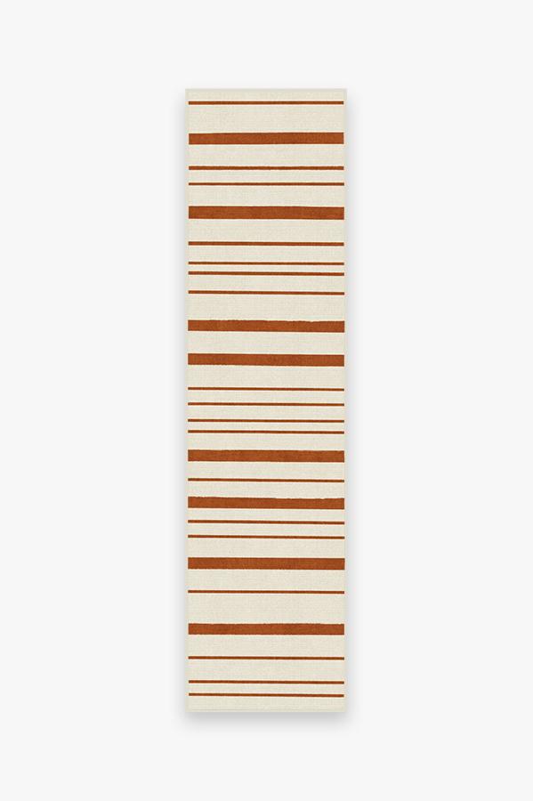 Hudson Stripe Rust Orange Rug 2.5'x10' | Stain-Resistant