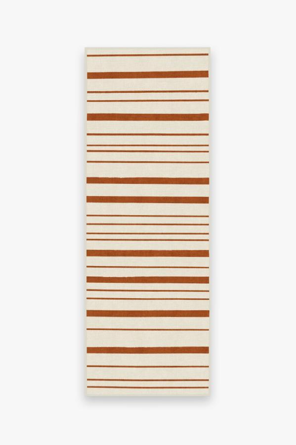 Hudson Stripe Rust Orange Rug 2.5'x7' | Stain-Resistant