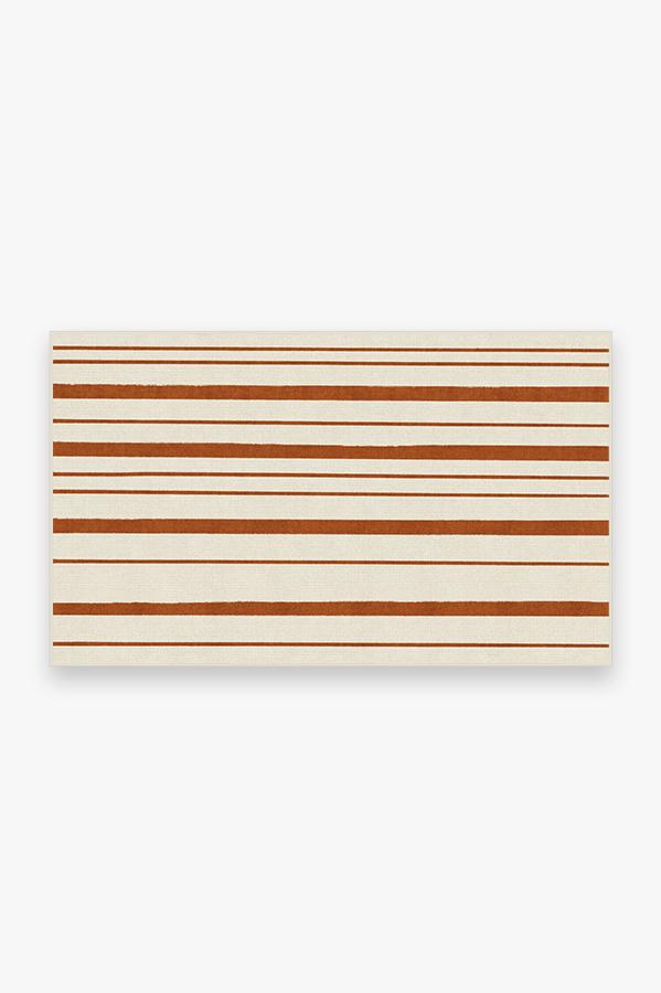Hudson Stripe Rust Orange Rug 3'x5' | Stain-Resistant