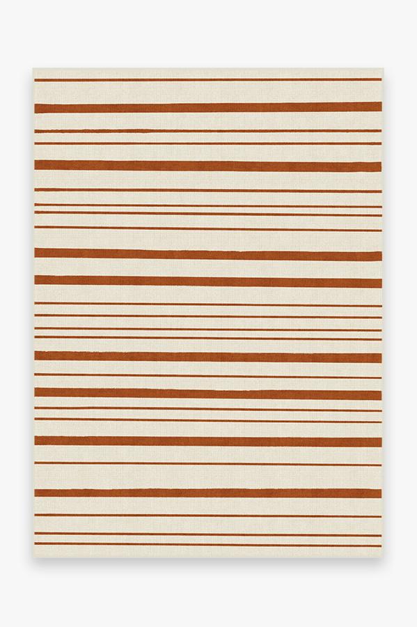 Hudson Stripe Rust Orange Rug 5'x7' | Stain-Resistant
