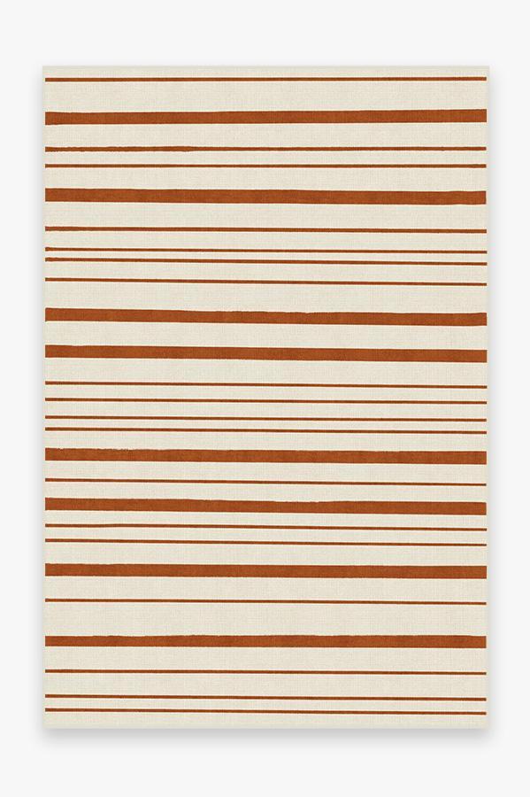 Hudson Stripe Rust Orange Rug 6'x9' | Stain-Resistant