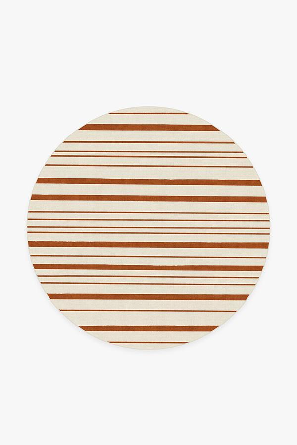 Hudson Stripe Rust Orange Rug 6' Round | Stain-Resistant