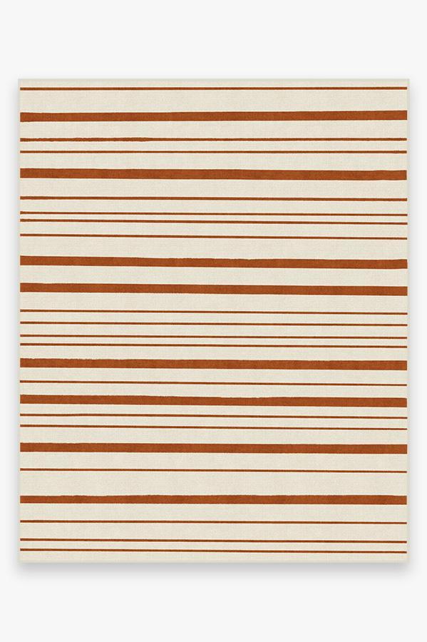 Hudson Stripe Rust Orange Rug 8'x10' | Stain-Resistant