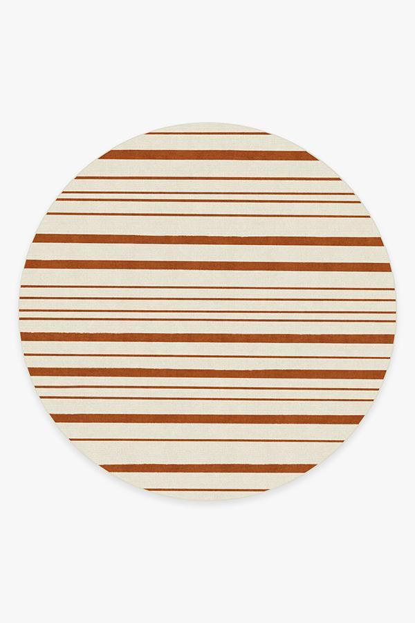 Hudson Stripe Rust Orange Rug 8' Round | Stain-Resistant