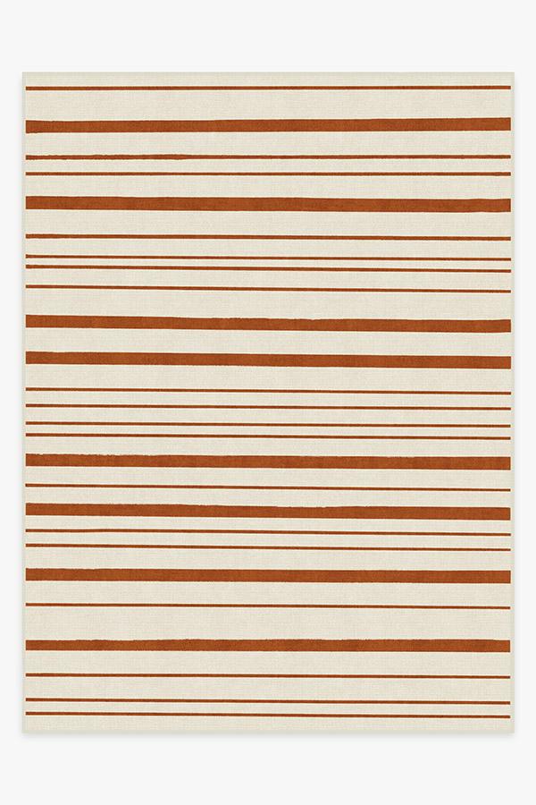 Hudson Stripe Rust Orange Rug 9'x12' | Stain-Resistant
