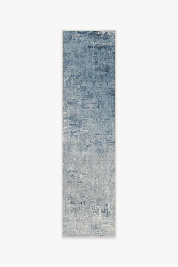 Impasto Slate Blue Rug 2.5'x10' | Stain-Resistant