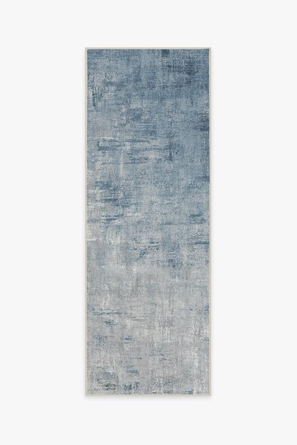 Impasto Slate Blue Rug 2.5'x7' | Stain-Resistant