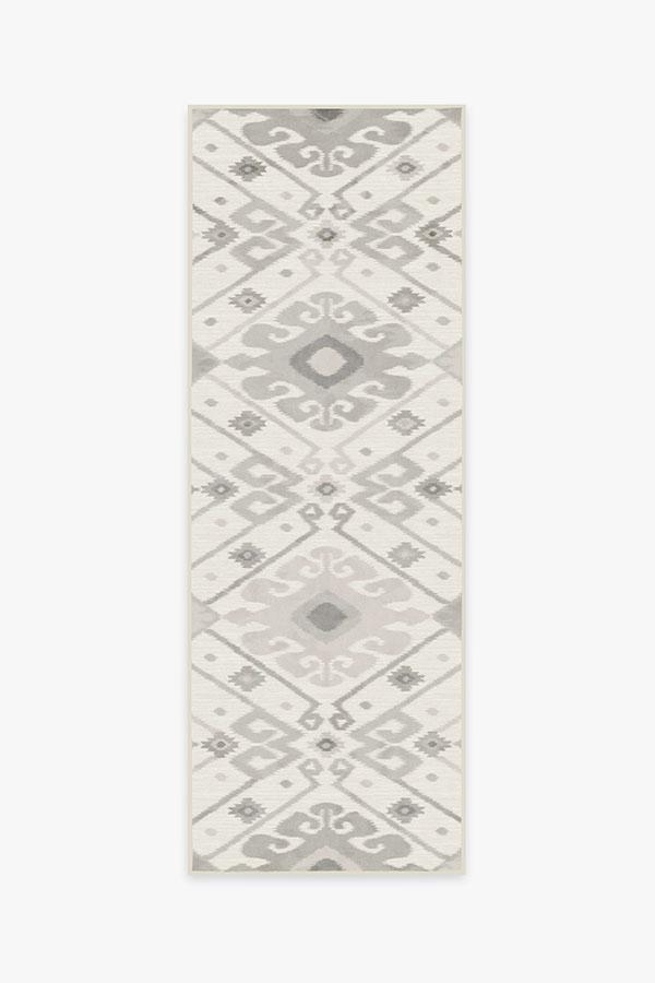 Inik Ikat Grey Rug 2.5'x10' | Stain-Resistant