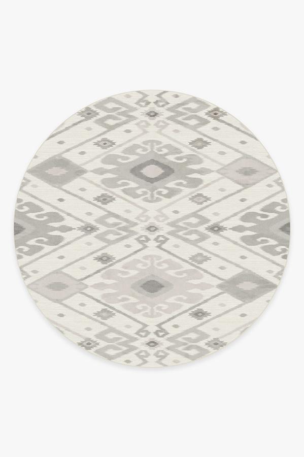 Inik Ikat Grey Rug 8' Round | Stain-Resistant