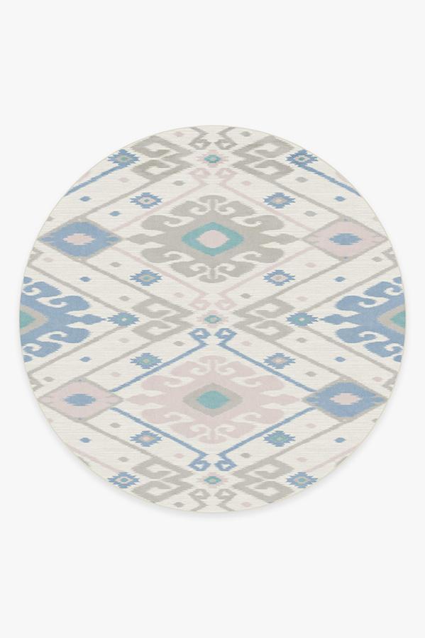 Inik Ikat Pastel Rug 8' Round | Stain-Resistant