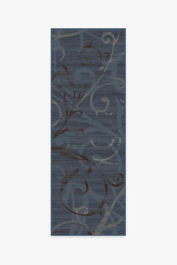 Ironwork Slate Blue Rug 2.5'x10' | Stain-Resistant