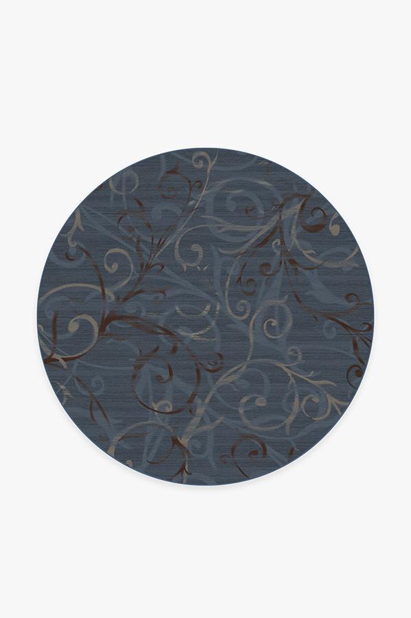 Ironwork Slate Blue Rug 6' Round | Stain-Resistant