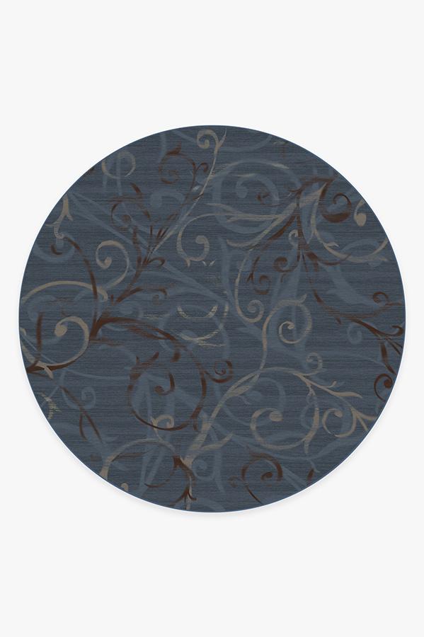 Ironwork Slate Blue Rug 8' Round | Stain-Resistant
