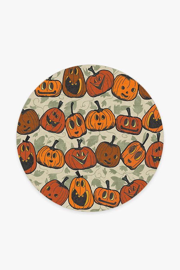 Jack O Lantern Orange Rug 6' Round | Stain-Resistant